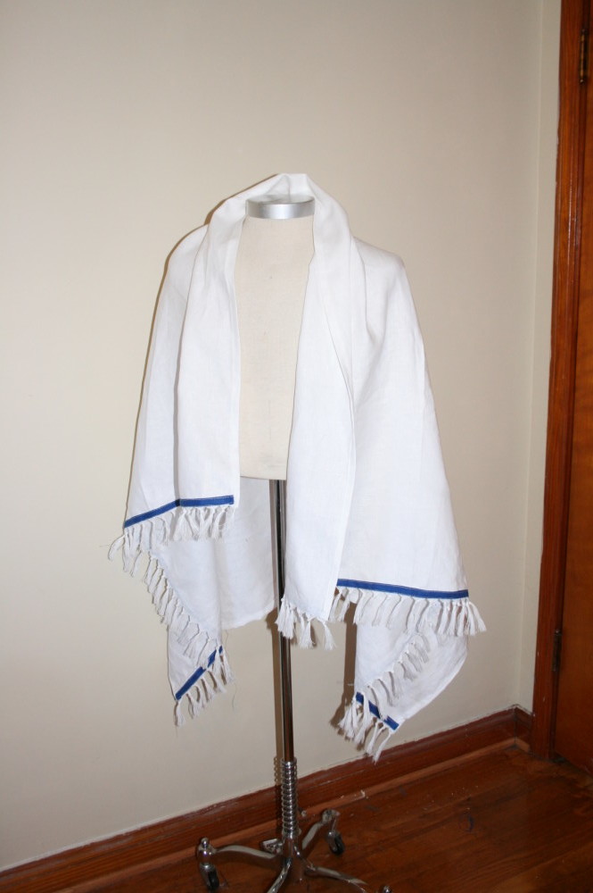 White Cotton Prayer Shawl - Men (Customize